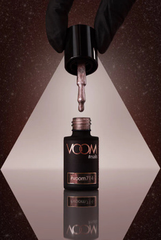 Brokatowy lakier hybrydowy #voom714 GOLDENBROWN ICICLE 5 ml